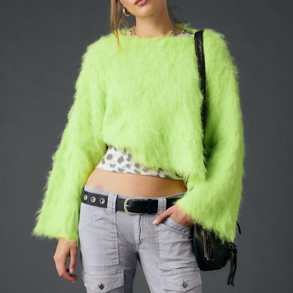 URBAN OUTFITTERS BDG Bailey brushed knit oversized pullover sweater - Lime - Picture 6 of 6